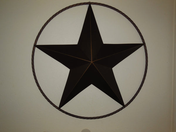 24" LONESTAR RUSTIC BRONZE COPPER BARN STAR METAL WALL ART TWISTED ROPE RING WESTERN HOME DECOR HANDMADE NEW-#EH10008