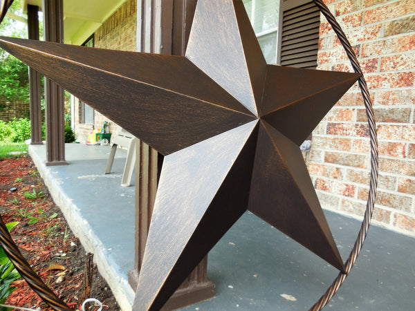 12" TO 72" BARN METAL STAR TWISTED ROPE RING RUSTIC BRONZE COPPER WESTERN HOME DECOR HANDMADE #EH10008