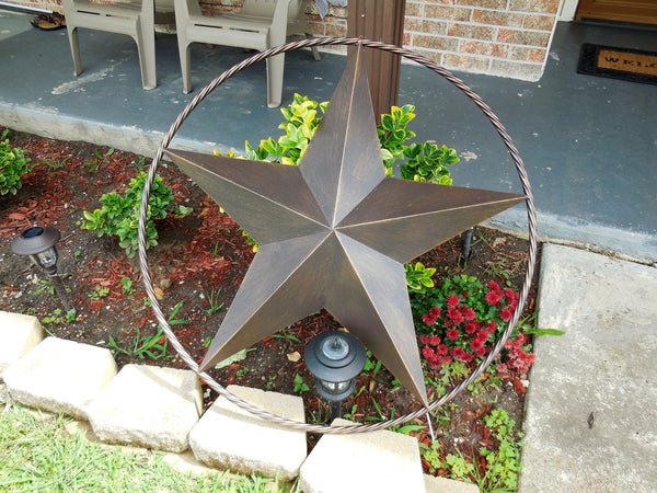 12" TO 72" BARN METAL STAR TWISTED ROPE RING RUSTIC BRONZE COPPER WESTERN HOME DECOR HANDMADE #EH10008