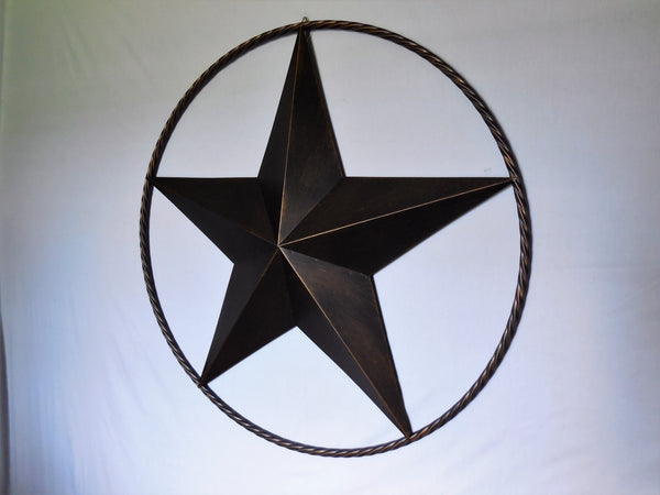 12" TO 72" BARN METAL STAR TWISTED ROPE RING RUSTIC BRONZE COPPER WESTERN HOME DECOR HANDMADE #EH10008