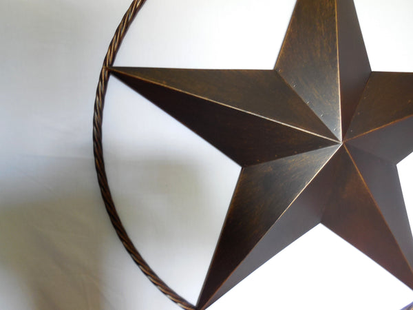 36" RUSTIC BRONZE COPPER BARN STAR METAL LONE STAR TWISTED ROPE RING WALL ART WESTERN HOME DECOR HANDMADE NEW #EH10011