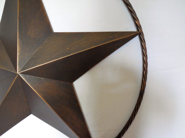 12" TO 72" BARN METAL STAR TWISTED ROPE RING RUSTIC BRONZE COPPER WESTERN HOME DECOR HANDMADE #EH10008