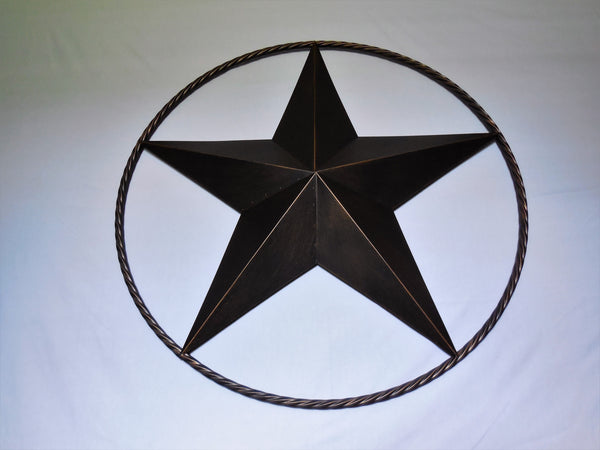 12" to 96" BARN STAR METAL LONE STAR TWISTED ROPE RING WALL ART RUSTIC BRONZE WESTERN HOME DECOR HANDMADE #EH10008
