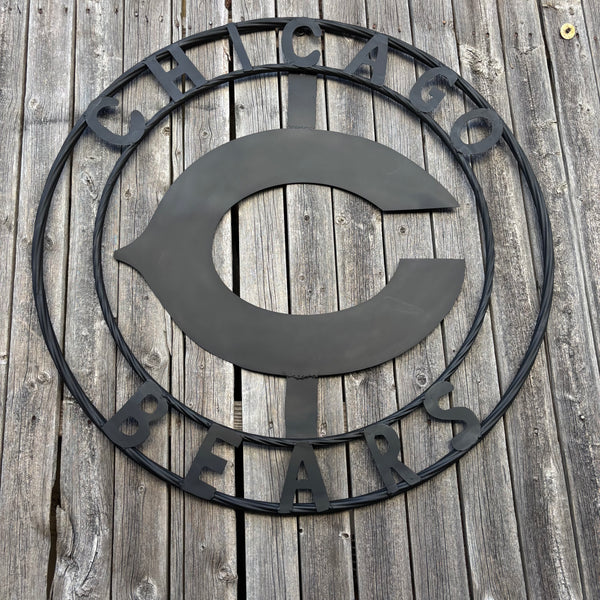CHICAGO BEARS CUSTOM METAL VINTAGE CRAFT SIGN TEAM RISTIC BLACK HANDMADE