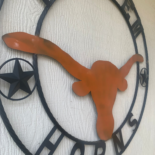 HOOKEM HORNS WITH LONE STAR TEXAS LONGHORNS HOOK EM METAL CUSTOM VINTAGE CRAFT WALL ART TEAM SIGN HANDMADE