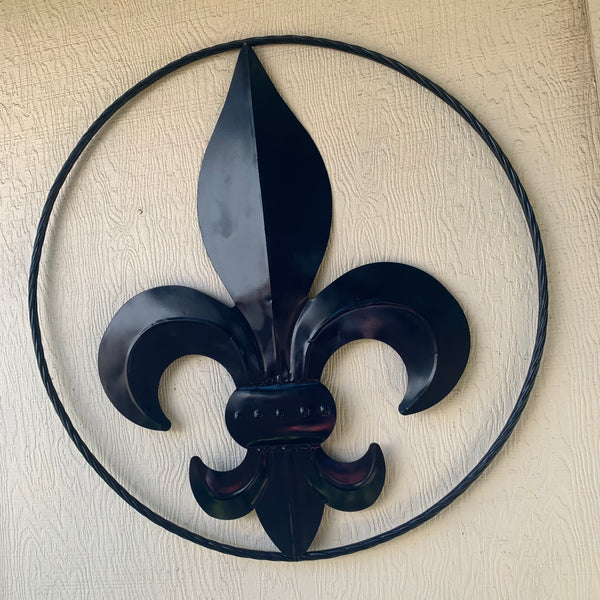 #EH10764 NAVY BLUE 24",36" FLEUR DE LIS METAL WALL ART SIGN WESTERN HOME DECOR HANDMADE NEW