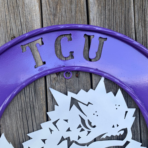 18",24",32" TCU HORNED FROGS CUSTOM METAL VINTAGE CRAFT TEAM SIGN WESTERN HOME DECOR HANDMADE