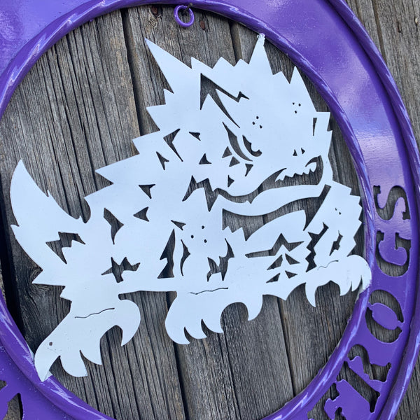 18",24",32" TCU HORNED FROGS CUSTOM METAL VINTAGE CRAFT TEAM SIGN WESTERN HOME DECOR HANDMADE