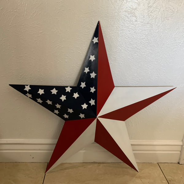 USA FLAG STAR STYLE# 5 RED WHITE & BLUE AMERICANA METAL BARN STAR WALL ART HANDMADE TO ORDER NEW