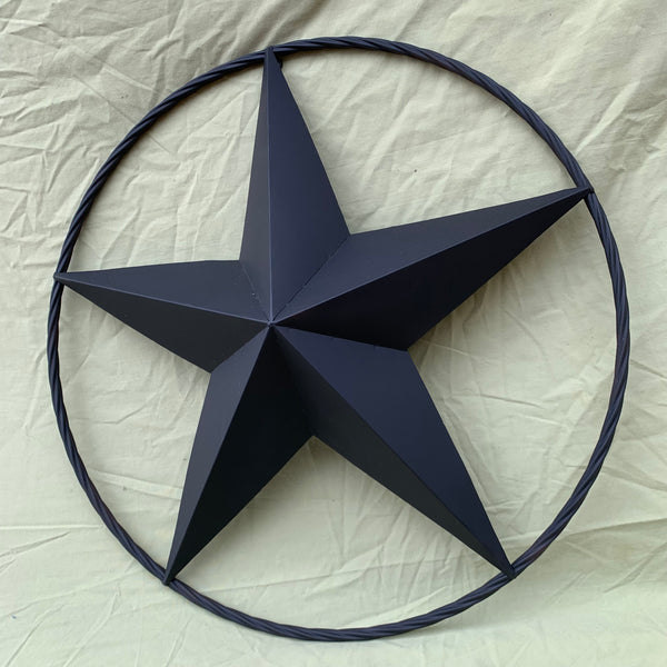RUSTIC BLACK BARN STAR METAL LONE STAR 3d TWISTED ROPE RING WESTERN HOME DECOR HANDMADE NEW 12",16",24",32",36"-#EH10608