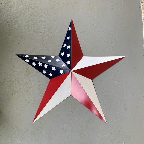 USA FLAG STAR STYLE# 5 RED WHITE & BLUE AMERICANA METAL BARN STAR WALL ART HANDMADE TO ORDER NEW