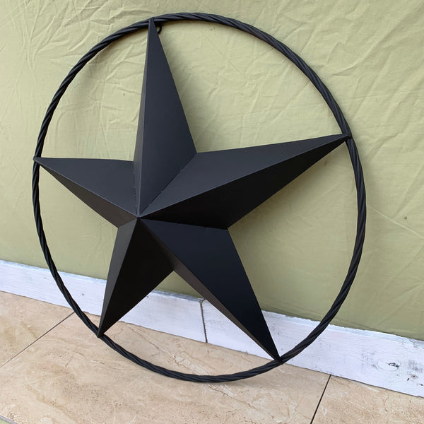 RUSTIC BLACK BARN STAR 3d TWISTED ROPE RING WESTERN HOME DECOR HANDMADE NEW 3" TO 72"-#EH10608