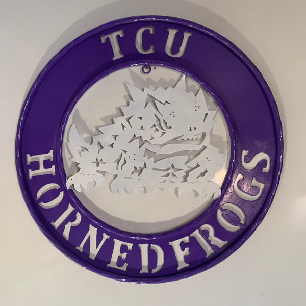 18",24",32" TCU HORNED FROGS CUSTOM METAL VINTAGE CRAFT TEAM SIGN WESTERN HOME DECOR HANDMADE