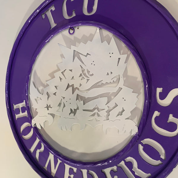 18",24",32" TCU HORNED FROGS CUSTOM METAL VINTAGE CRAFT TEAM SIGN WESTERN HOME DECOR HANDMADE