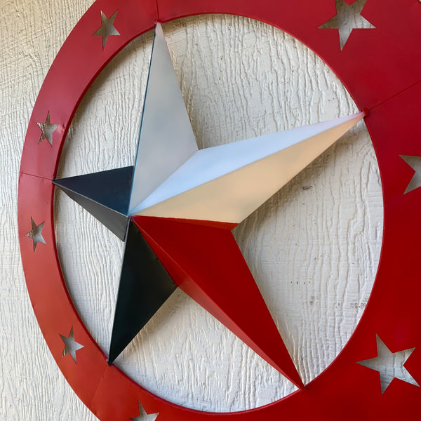 24" WIDE BAND RING BARN STAR METAL LONE STAR 3d WALL ART WESTERN HOME DECOR HANDMADE NEW #EH12758