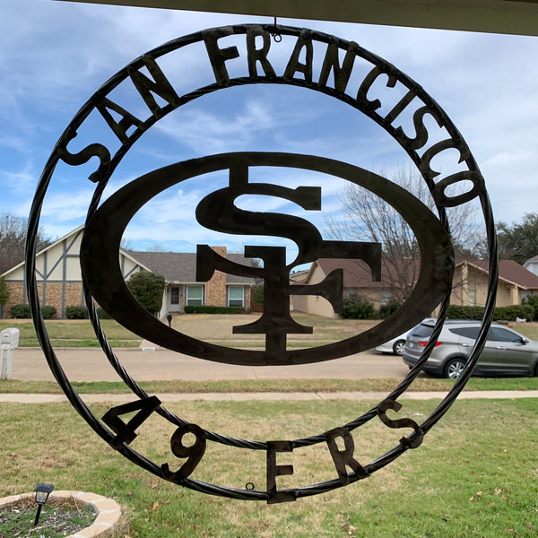 36" SAN FRANCISCO 49ERS CUSTOM RAW METAL VINTAGE CRAFT TEAM SIGN HAND MADE IN USA