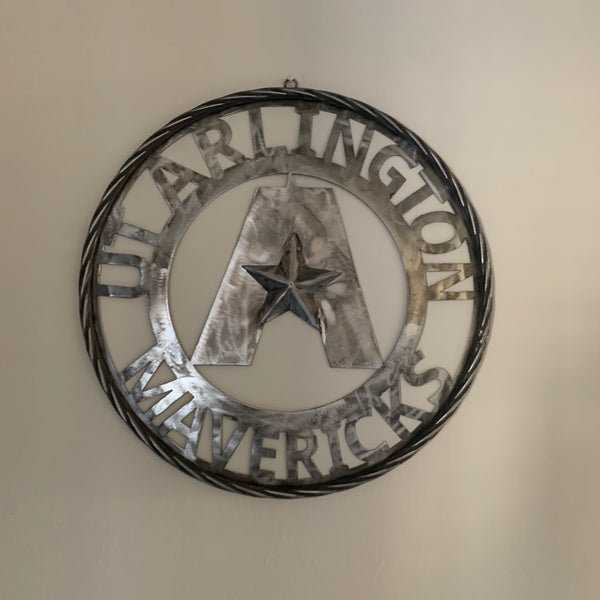 UTA ARLINGTON CUSTOM RAW METAL VINTAGE CRAFT TEAM SIGN WETSERN HOME DECOR HANDMADE