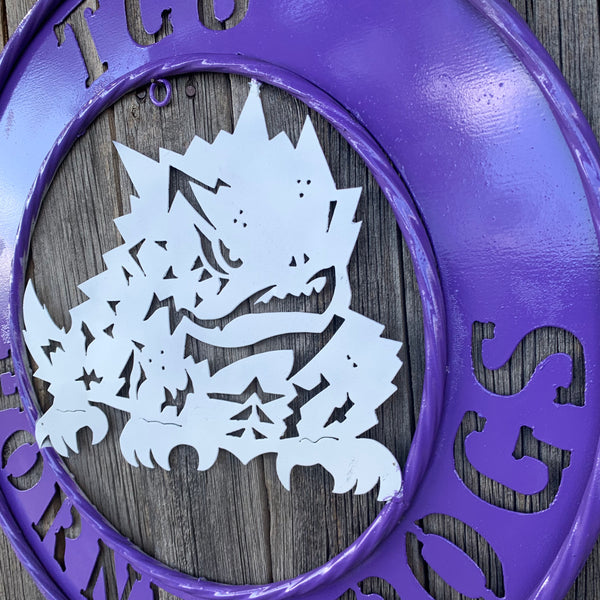 18",24",32" TCU HORNED FROGS CUSTOM METAL VINTAGE CRAFT TEAM SIGN WESTERN HOME DECOR HANDMADE