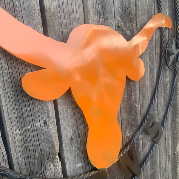 HOOKEM HORNS WITH LONE STAR TEXAS LONGHORNS HOOK EM METAL CUSTOM VINTAGE CRAFT WALL ART TEAM SIGN HANDMADE