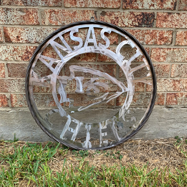 KANSAS CITY CHIEFS RAW METAL CUSTOM METAL LASERCUT VINTAGE CRAFT TEAM DECOR HANDMADE