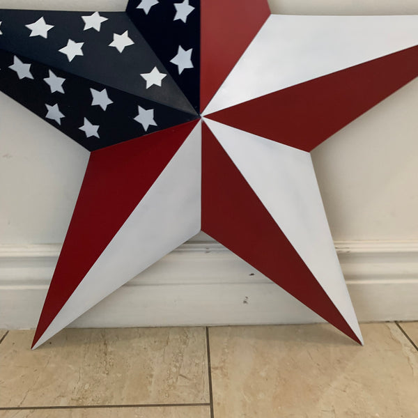 USA FLAG STAR STYLE# 5 RED WHITE & BLUE AMERICANA METAL BARN STAR WALL ART HANDMADE TO ORDER NEW