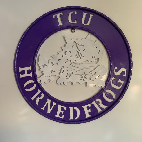 18",24",32" TCU HORNED FROGS CUSTOM METAL VINTAGE CRAFT TEAM SIGN WESTERN HOME DECOR HANDMADE
