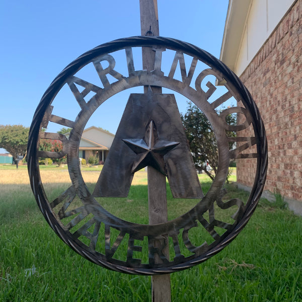 UTA ARLINGTON CUSTOM RAW METAL VINTAGE CRAFT TEAM SIGN WETSERN HOME DECOR HANDMADE