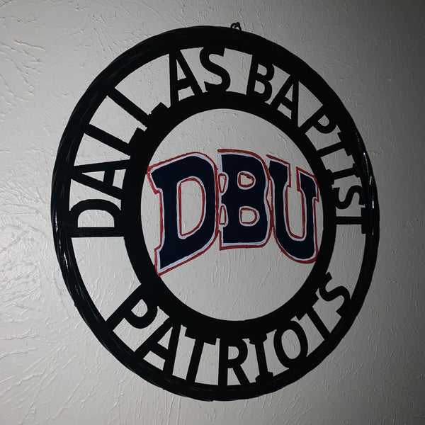 DBU DALLAS BAPTIST PATRIOTS CUSTOM METAL VINTAGE CRAFT TEAM SIGN WESTERN HOME DECOR HANDMADE