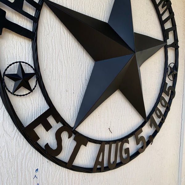 MYERS STYLE YOUR CUSTOM NAME STAR BARN STAR METAL LONE STAR WESTERN HOME DECOR RUSTIC BLACK HANDMADE 24",32",36",50"