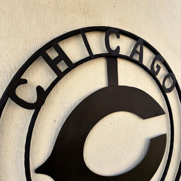 CHICAGO BEARS CUSTOM METAL VINTAGE CRAFT SIGN TEAM RISTIC BLACK HANDMADE