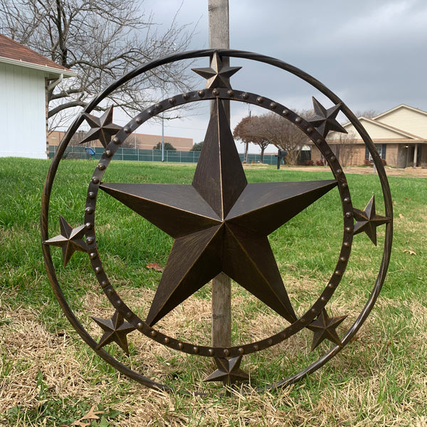 24" MULTI STAR BEADED COLIBROX BARN STAR METAL LONESTAR WESTERN HOME DECOR HANDMADE RUSTIC DARK BRONZE NEW