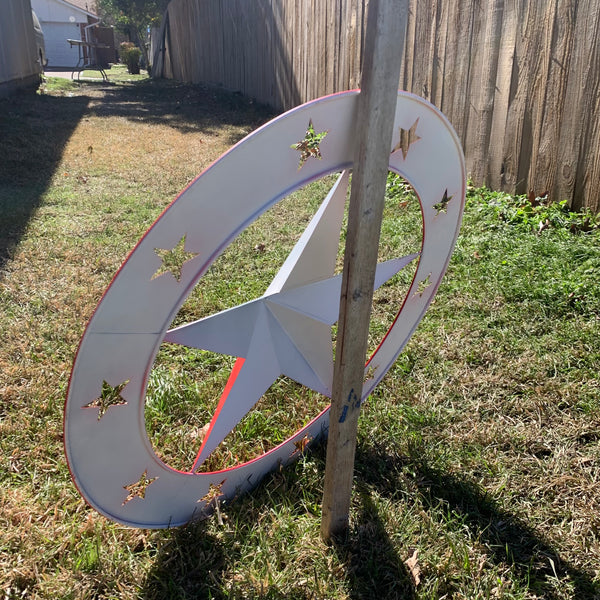 24" WIDE BAND RING BARN STAR METAL LONE STAR 3d WALL ART WESTERN HOME DECOR HANDMADE NEW #EH12758