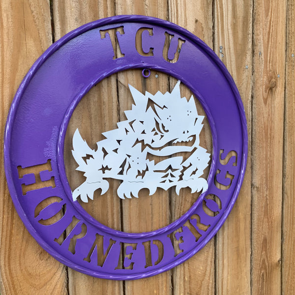 18",24",32" TCU HORNED FROGS CUSTOM METAL VINTAGE CRAFT TEAM SIGN WESTERN HOME DECOR HANDMADE