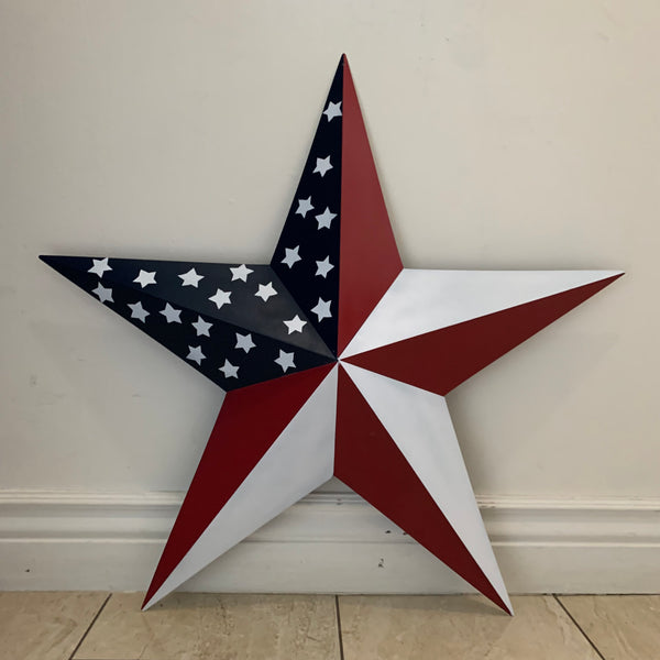 USA FLAG STAR STYLE# 5 RED WHITE & BLUE AMERICANA METAL BARN STAR WALL ART HANDMADE TO ORDER NEW