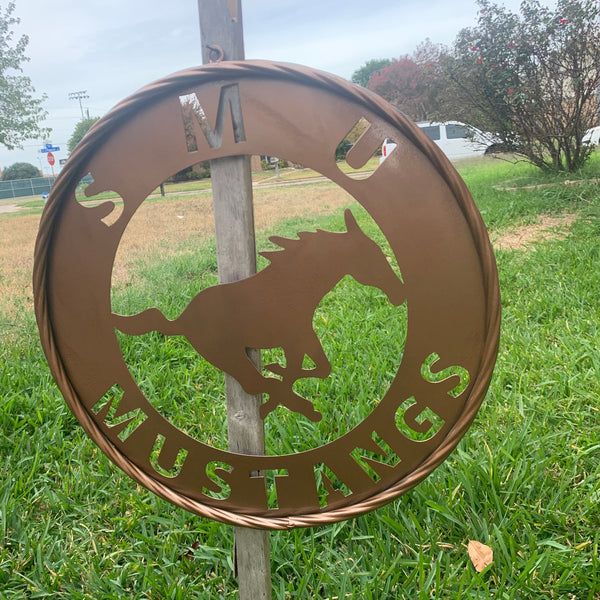 SMU MUSTANGS HAMMERED COPPER METAL CUSTOM VINTAGE CRAFT WALL ART TEAM SIGN HANDMADE