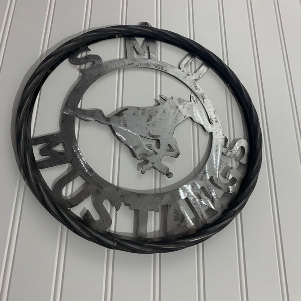 12",18",24",32",36" SMU MUSTANGS RAW METAL CUSTOM VINTAGE CRAFT WALL ART TEAM SIGN HANDMADE