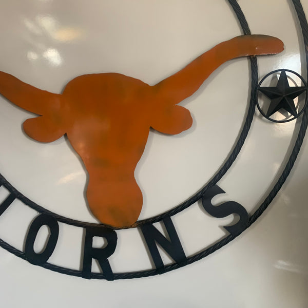 HOOKEM HORNS WITH LONE STAR TEXAS LONGHORNS HOOK EM METAL CUSTOM VINTAGE CRAFT WALL ART TEAM SIGN HANDMADE