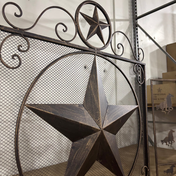 LONESTAR METAL FIREPLACE SCREEN W/ STAR 41.5" X 34.25" WESTERN HOME DECOR HANDMADE #EH80003