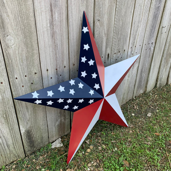 USA FLAG STAR STYLE# 5 RED WHITE & BLUE AMERICANA METAL BARN STAR WALL ART HANDMADE TO ORDER NEW