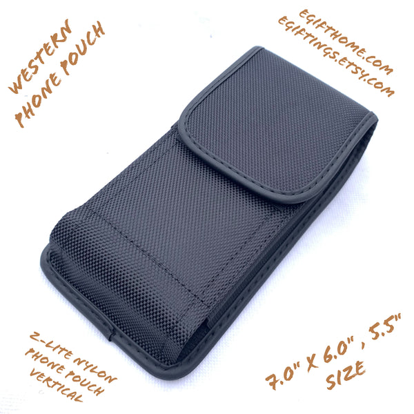 #EH11389 NYLON 7" RUGGED PHONE POUCH EXTRA LARGE BELT LOOP HOLSTER BLACK CELL PHONE CASE VERTICAL UNIVERSAL OVERSIZE Z-LITE BRAND NEW