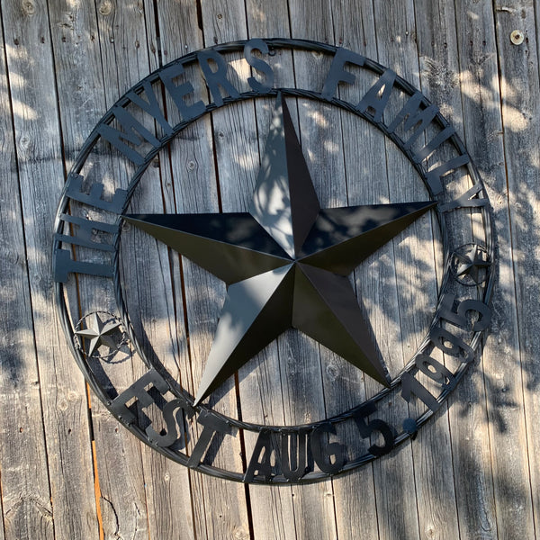 MYERS STYLE YOUR CUSTOM NAME STAR BARN STAR METAL LONE STAR WESTERN HOME DECOR RUSTIC BLACK HANDMADE 24",32",36",50"