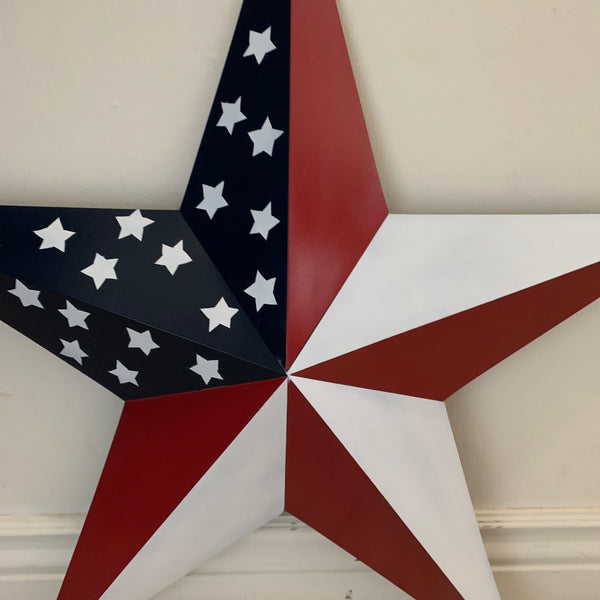 USA FLAG STAR STYLE# 5 RED WHITE & BLUE AMERICANA METAL BARN STAR WALL ART HANDMADE TO ORDER NEW