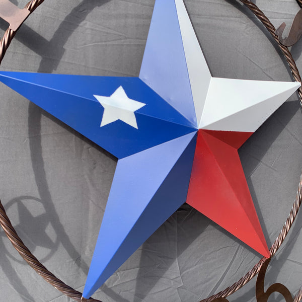 1836 TEXAS FLAG STAR RED WHITE BLUE TWISTED BRONZE RING WESTERN HOME DECOR HANDMADE NEW