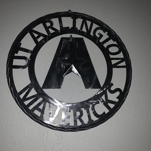 UTA ARLINGTON CUSTOM RAW METAL VINTAGE CRAFT TEAM SIGN WETSERN HOME DECOR HANDMADE