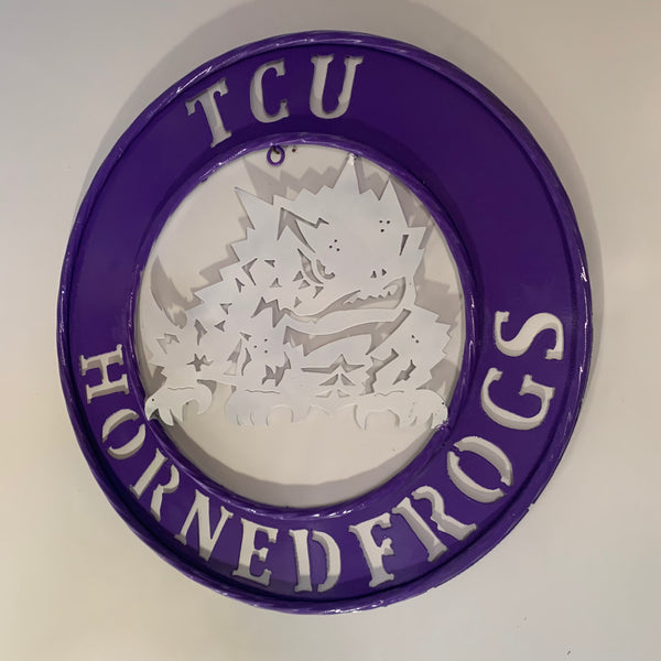 18",24",32" TCU HORNED FROGS CUSTOM METAL VINTAGE CRAFT TEAM SIGN WESTERN HOME DECOR HANDMADE