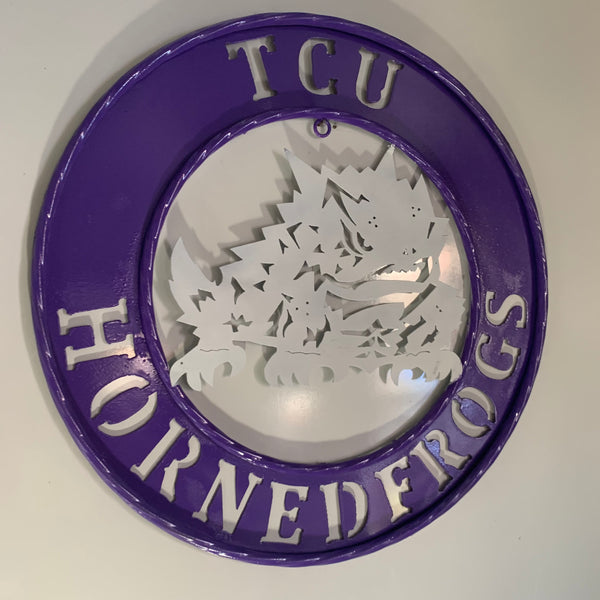 18",24",32" TCU HORNED FROGS CUSTOM METAL VINTAGE CRAFT TEAM SIGN WESTERN HOME DECOR HANDMADE