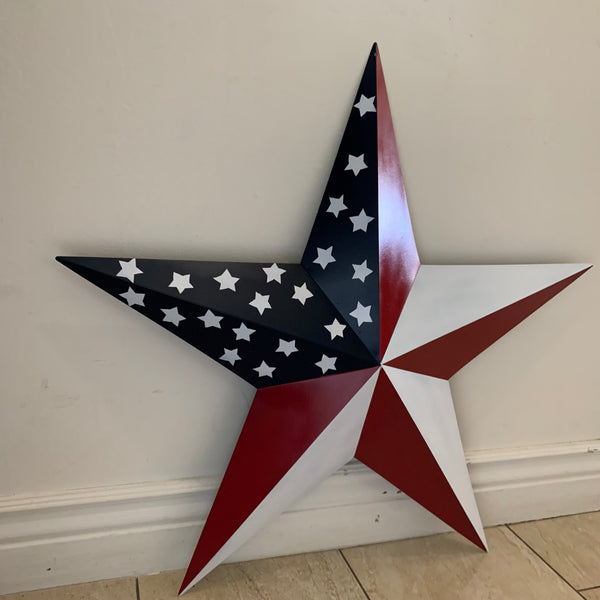 USA FLAG STAR STYLE# 5 RED WHITE & BLUE AMERICANA METAL BARN STAR WALL ART HANDMADE TO ORDER NEW