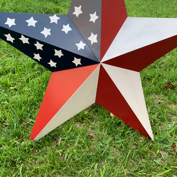 USA FLAG STAR STYLE# 5 RED WHITE & BLUE AMERICANA METAL BARN STAR WALL ART HANDMADE TO ORDER NEW