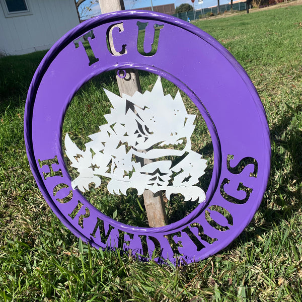 18",24",32" TCU HORNED FROGS CUSTOM METAL VINTAGE CRAFT TEAM SIGN WESTERN HOME DECOR HANDMADE