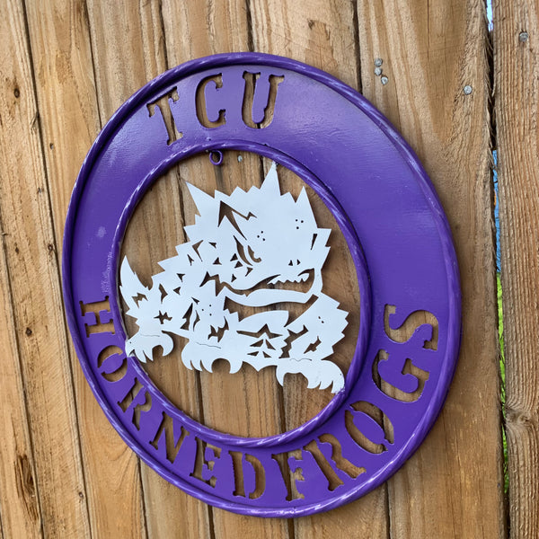 18",24",32" TCU HORNED FROGS CUSTOM METAL VINTAGE CRAFT TEAM SIGN WESTERN HOME DECOR HANDMADE